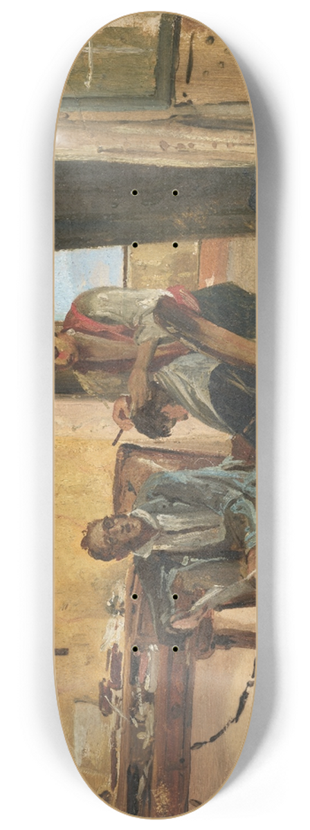 Johann Baptist Kirner - At the barbers 8.25 inch art skate deck