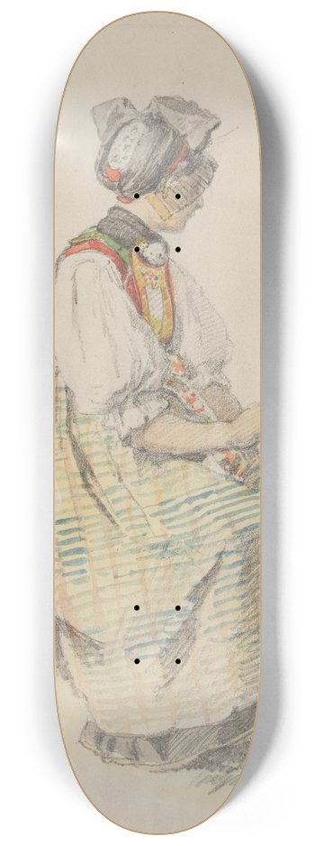 Johann Baptist Kirner - Im Freien sitzende junge Buerin in Schapbacher Tracht 8.25 inch art skate deck
