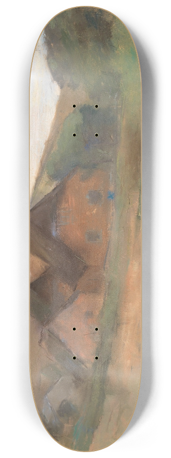 Lesser Ury - Wiesenlandschaft mit Bauernhusern (Kstendorf) 8.25 inch art skate deck