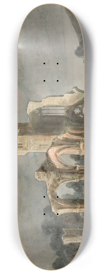 Llus Rigalt - Night Landscape with Gothic Ruins 8.25 inch art skate deck
