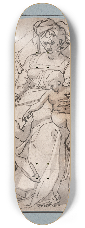 Lonard Thiry - Vierge  lEnfant sur un trne avec le petit saint Jean-Baptiste 8.25 inch art skate deck