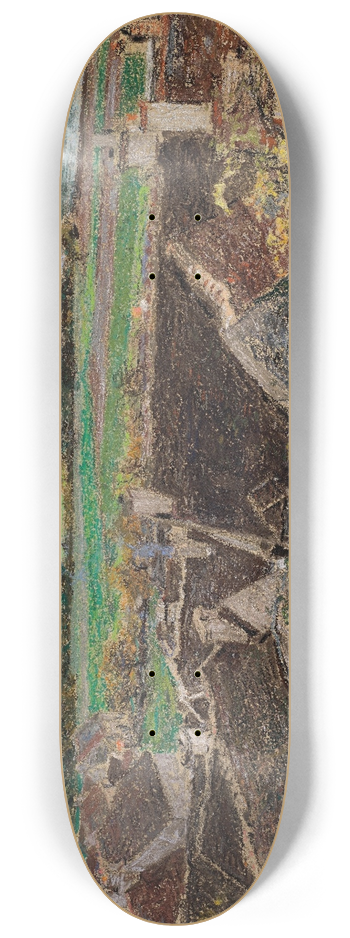 Lon Augustin Lhermitte - Les toits, vue de village 8.25 inch art skate deck