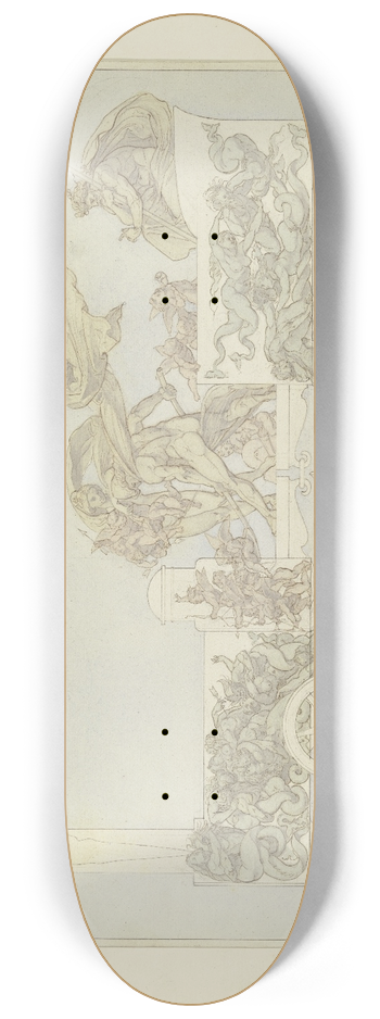 Johann Baptist Scholl The Younger - Allegorie auf die Dampfkraft 8.25 inch art skate deck