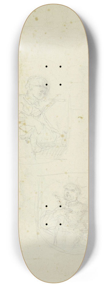 Johann Baptist Zimmermann  - Zwei Halbfiguren von Heiligen mit Kruzifix 8.25 inch art skate deck