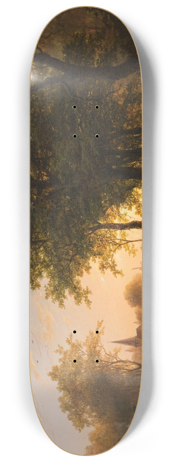 Johann Bernhard Klombeck - Waldlandschaft mit Teich 8.25 inch art skate deck