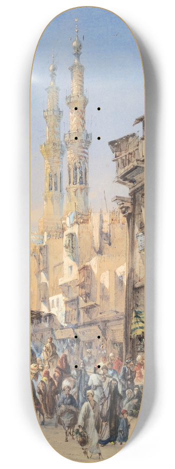 Louis-Amable Crapelet - A Street In Cairo 8.25 inch art skate deck