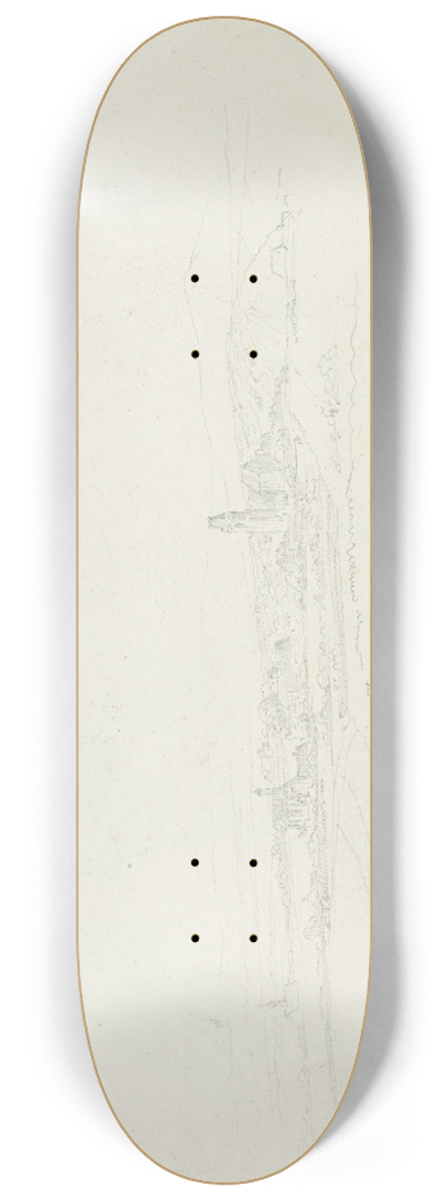 Johann Christoph Erhard - Landscape with church 8.25 inch art skate deck