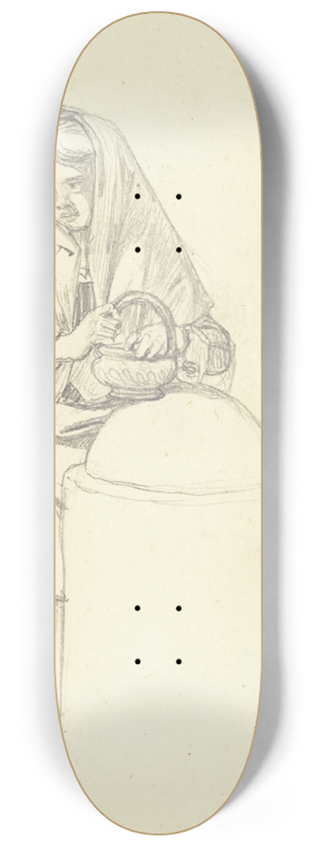 Johann Christoph Erhard - Mdchen mit einem Korbe an einem Radabweisestein stehend 8.25 inch art skate deck