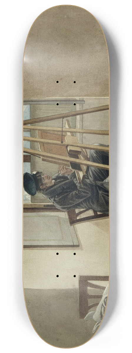 Johann Christoph Erhard - The Painter Johann Adam Klein at the easel in his studio in the Palais Chotek in Vienna 8.25 inch art skate deck