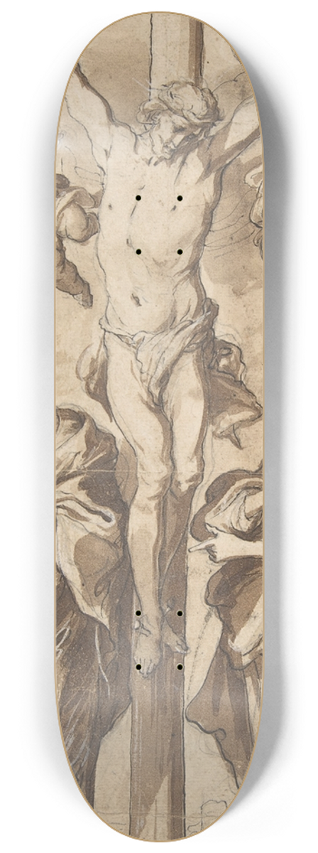 Johann Christophorus Storer - Christ on the Cross Between Mary and Saint John 8.25 inch art skate deck
