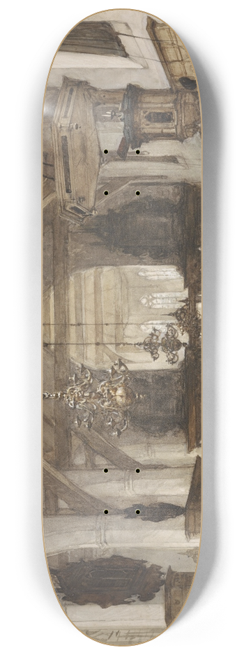 Johannes Bosboom - Interieur van de Oude Kerk te Maasland 8.25 inch art skate deck