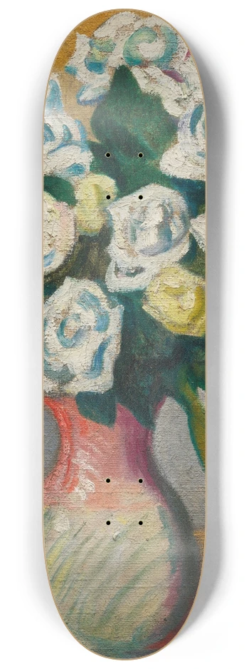 Louis Valtat - Bouquet de roses blanches 8.25 inch art skate deck