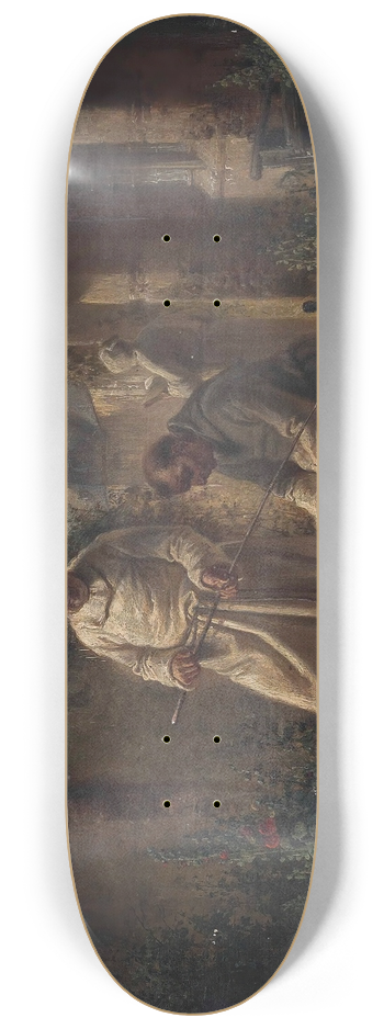 Louis Von Hagn - Fishing at a monastery 8.25 inch art skate deck