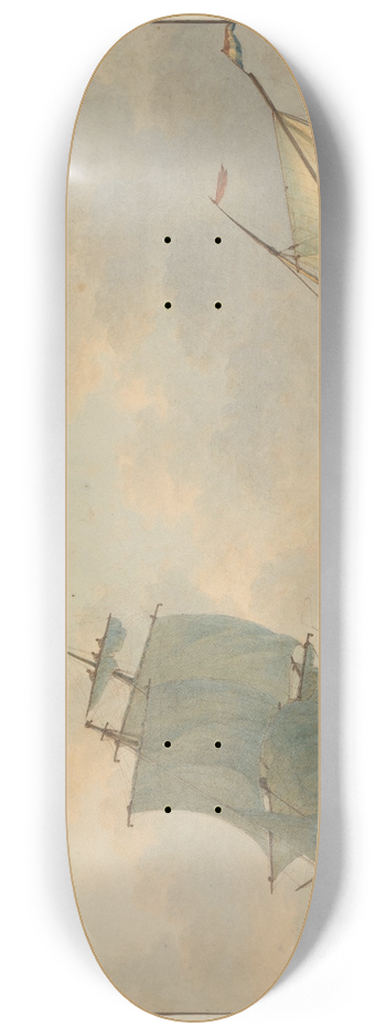 Johannes Christiaan Schotel - Zeilschepen op woelig water 8.25 inch art skate deck