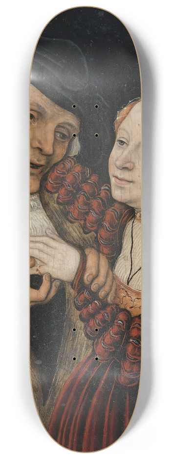 Lucas Cranach the Younger - The Ill-Matched Lovers 8.25 inch art skate deck