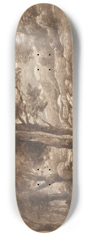 Johannes Gijsbert Vogel - Rotsachtig landschap met bomen 8.25 inch art skate deck