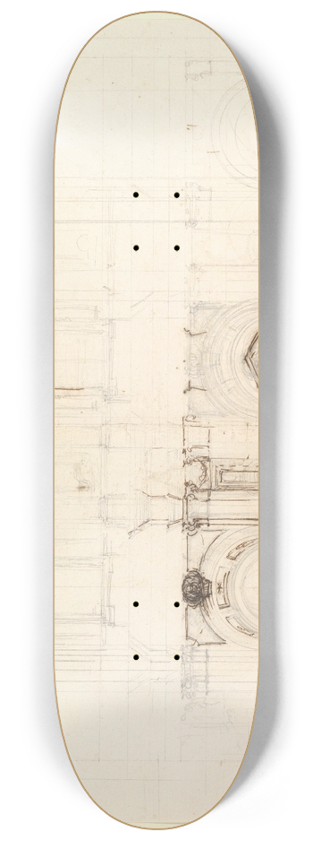Luigi Vanvitelli - Design for a Church Interior 8.25 inch art skate deck