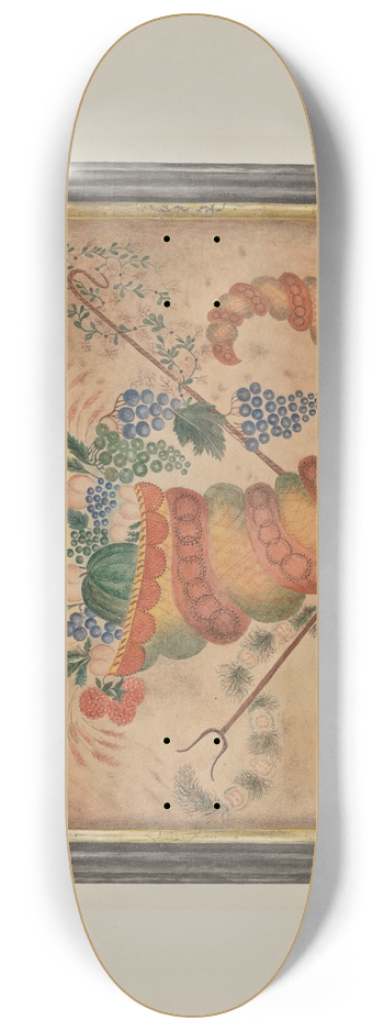 Mabel S. Kelton - Watercolor  Cornucopia of Fruit 8.25 inch art skate deck