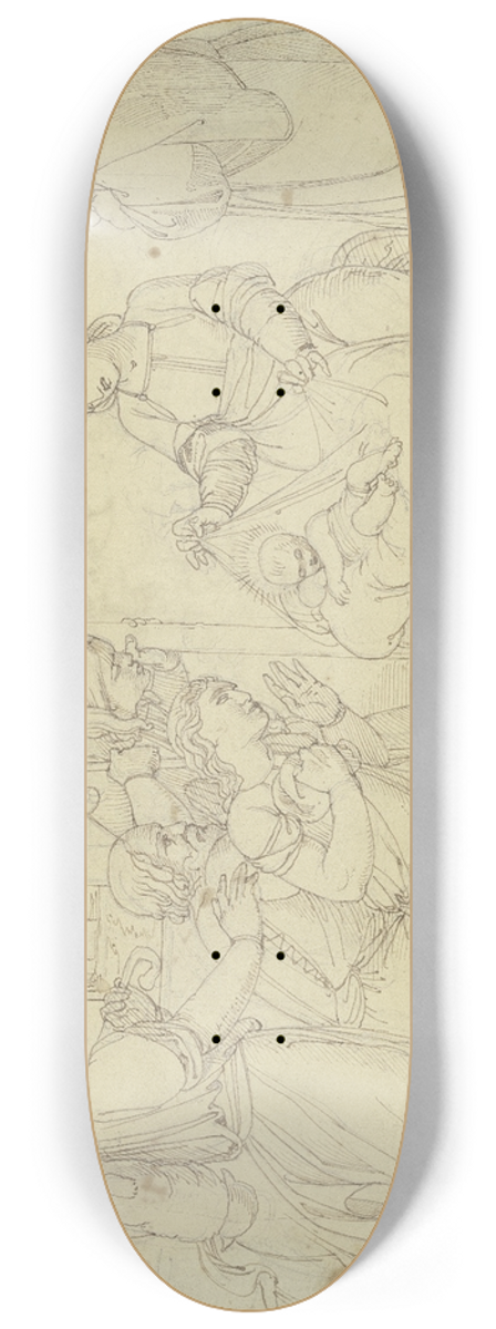 Johann Evangelist Scheffer von Leonhardshoff - Adoration of the shepherds 8.25 inch art skate deck