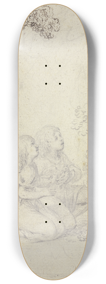 Johann Friedrich August Tischbein - Knabe und Mdchen mit einer Taube vor einer mnnlichen Herme kniend 8.25 inch art skate deck