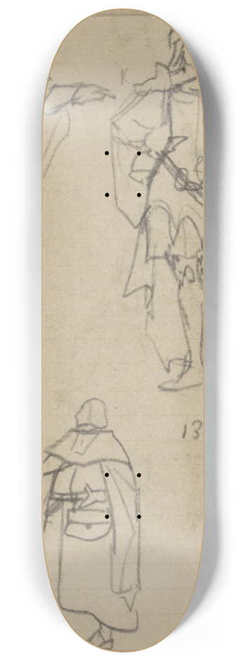 Marius Bauer - Figuren in kostuums uit 1350 en 1370 8.25 inch art skate deck
