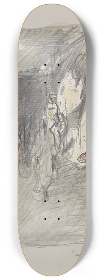 Marius Bauer - Overdekte straat met figuren 8.25 inch art skate deck