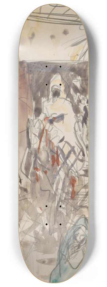 Marius Bauer - Straat met figuren en ruiters 8.25 inch art skate deck