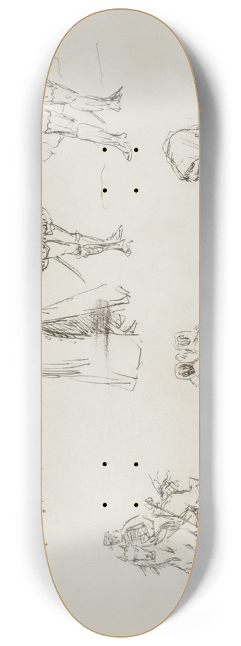 Marius Bauer - Studieblad, onder andere met karikaturen 8.25 inch art skate deck