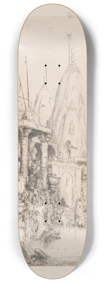 Marius Bauer - Tempel met figuren aan de Ganges 8.25 inch art skate deck
