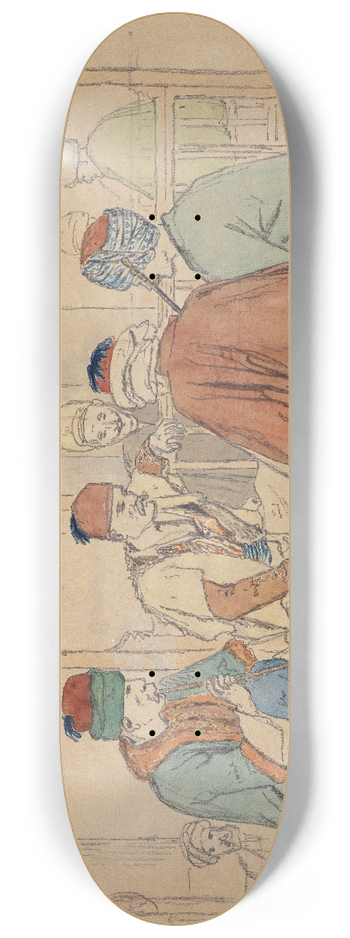 Martinus Rrbye - Cafinterir med piberygende mnd 8.25 inch art skate deck