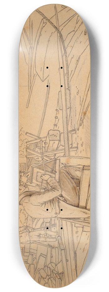 Martinus Rrbye - En kunstner malende ved et skibsvrft 8.25 inch art skate deck