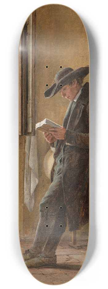 Martinus Rrbye - Young Clergyman Reading 8.25 inch art skate deck