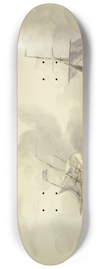 Martinus Schouman - Zwei Schiffe auf bewegter See, links eine Tonne 8.25 inch art skate deck