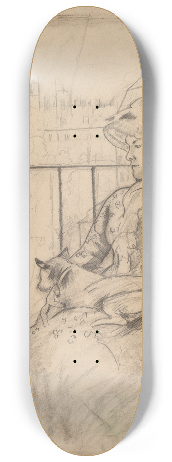Mary Cassatt - Susan on a Balcony Holding a Dog (recto) 8.25 inch art skate deck