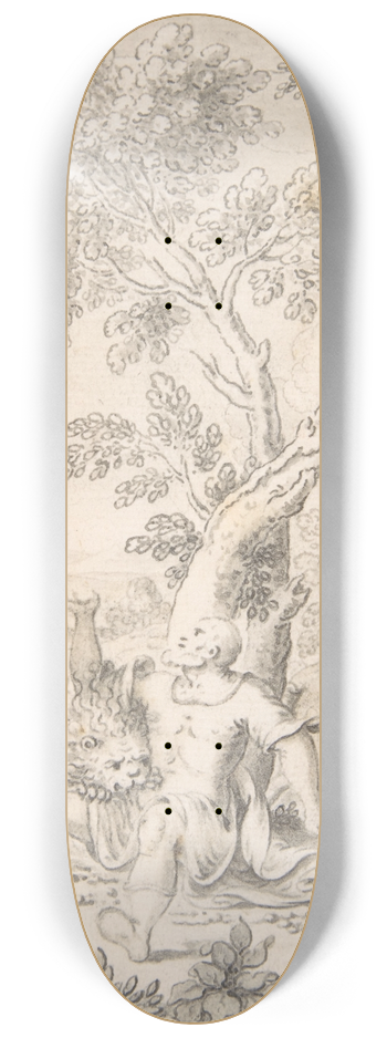 Mathais Fssli the Elder - A Man under a Tree Bitten by a Lion while his Horse Escapes 8.25 inch art skate deck