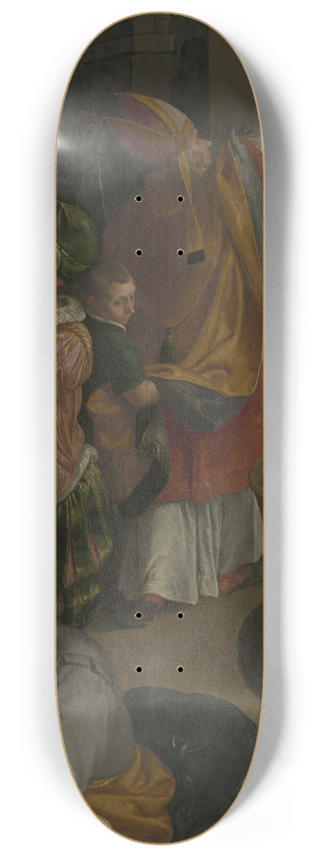 Ambrosius Francken I - Saint Eligius of Noyon Visits the Prisoners 8.25 inch art skate deck