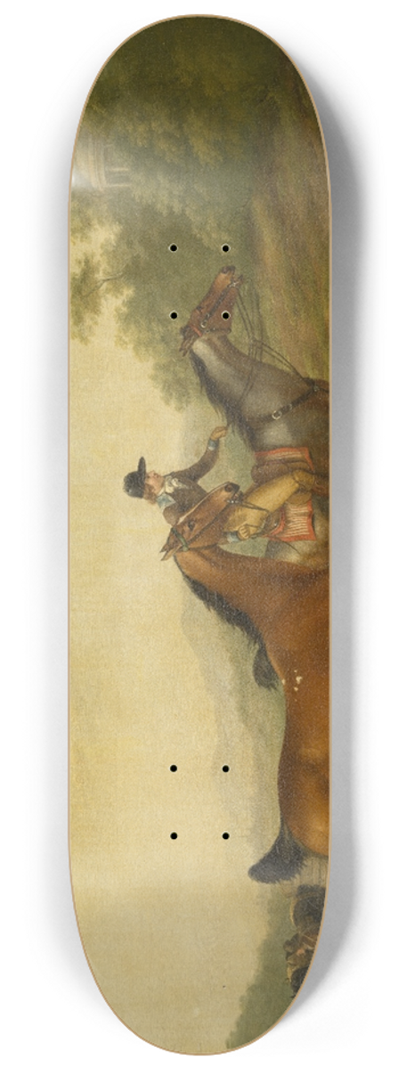 Johann Georg Pforr - Two English Horses 8.25 inch art skate deck