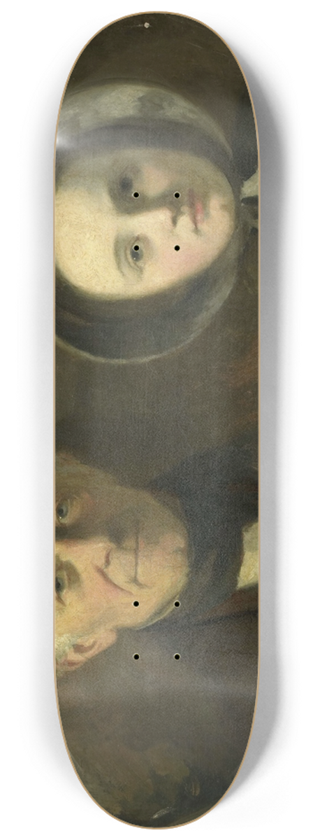 Johann Georg Schwartze - Portrait of Johann Joseph Hermann, the Artists Father-in-Law, with his Grandchild Ida Schwartze, the Artists oldest Daughter 8.25 inch art skate deck
