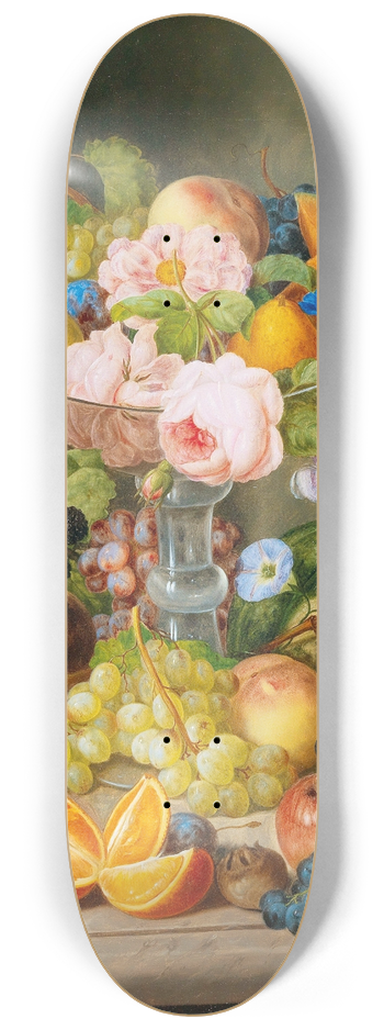 Johann Georg Seitz - Large Still Life with Flowers and Fruit 8.25 inch art skate deck