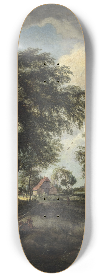 Meindert Hobbema - A Farm in the Sunlight 8.25 inch art skate deck