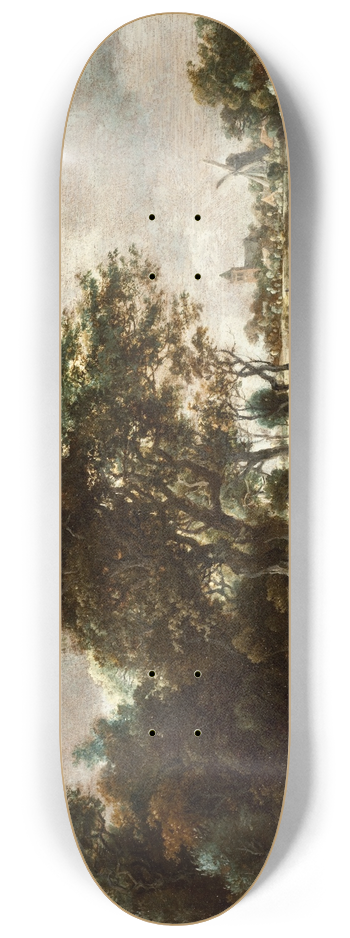 Meindert Hobbema - Landscape with Anglers and a Distant Town 8.25 inch art skate deck