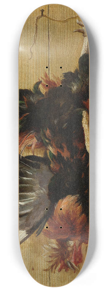 Melchior d'Hondecoeter - Dead Cock Hanging from a Nail 8.25 inch art skate deck