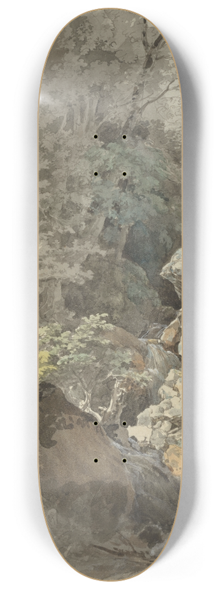 Johann Georg von Dillis - Waterfalls in a Mountain Forest 8.25 inch art skate deck