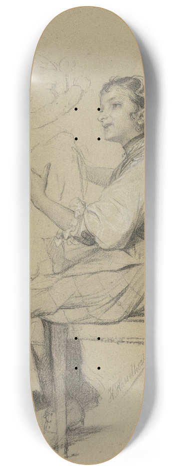 Johann Heinrich Hasselhorst - Cicocara with child 8.25 inch art skate deck