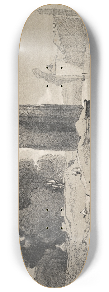 Miles Edmund Cotman - The Devils Tower, Norwich Oct. 1841 8.25 inch art skate deck