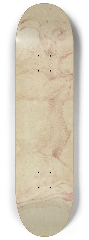 Johann Heinrich Roos - Grasender Stier nach rechts 8.25 inch art skate deck