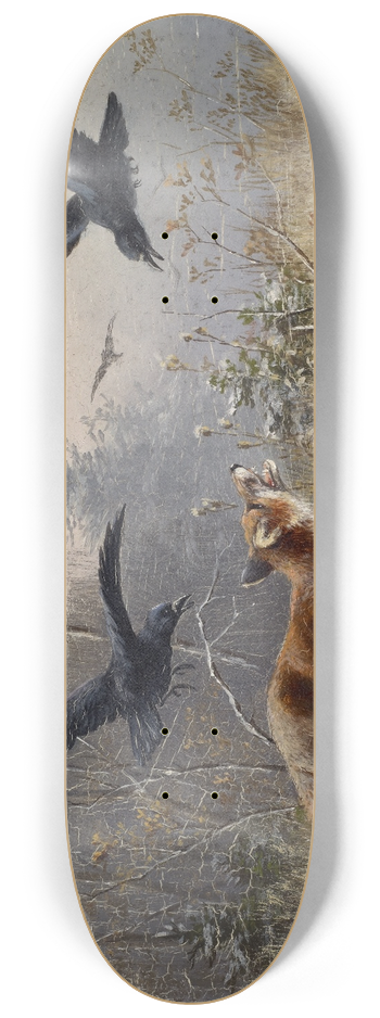 Moritz Mller - Fox Chasing Rabbits in Winter 8.25 inch art skate deck