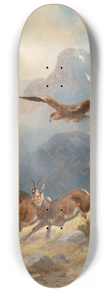 Moritz Mller II - Chamois Pursued by an Eagle 8.25 inch art skate deck