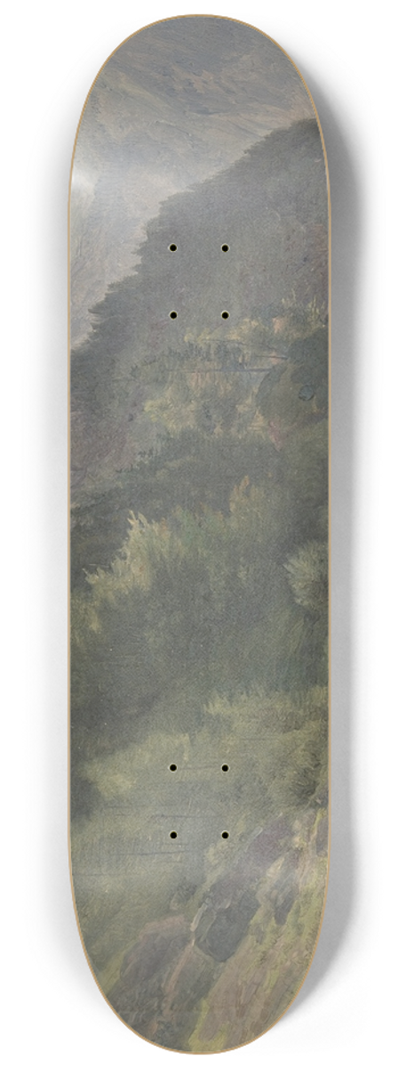Johann Heinrich Schilbach - Wooded Shore at the King Lake (Knigsee) 8.25 inch art skate deck