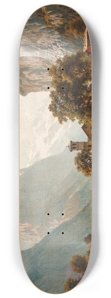 Johann Joseph Jansen - A view of Lauterbrunnen and Staubbach Falls, Switzerland 8.25 inch art skate deck